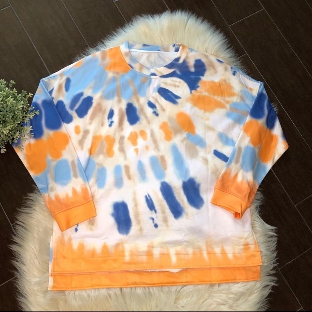 Tie Dye Long Sleeve Print Round Neck large